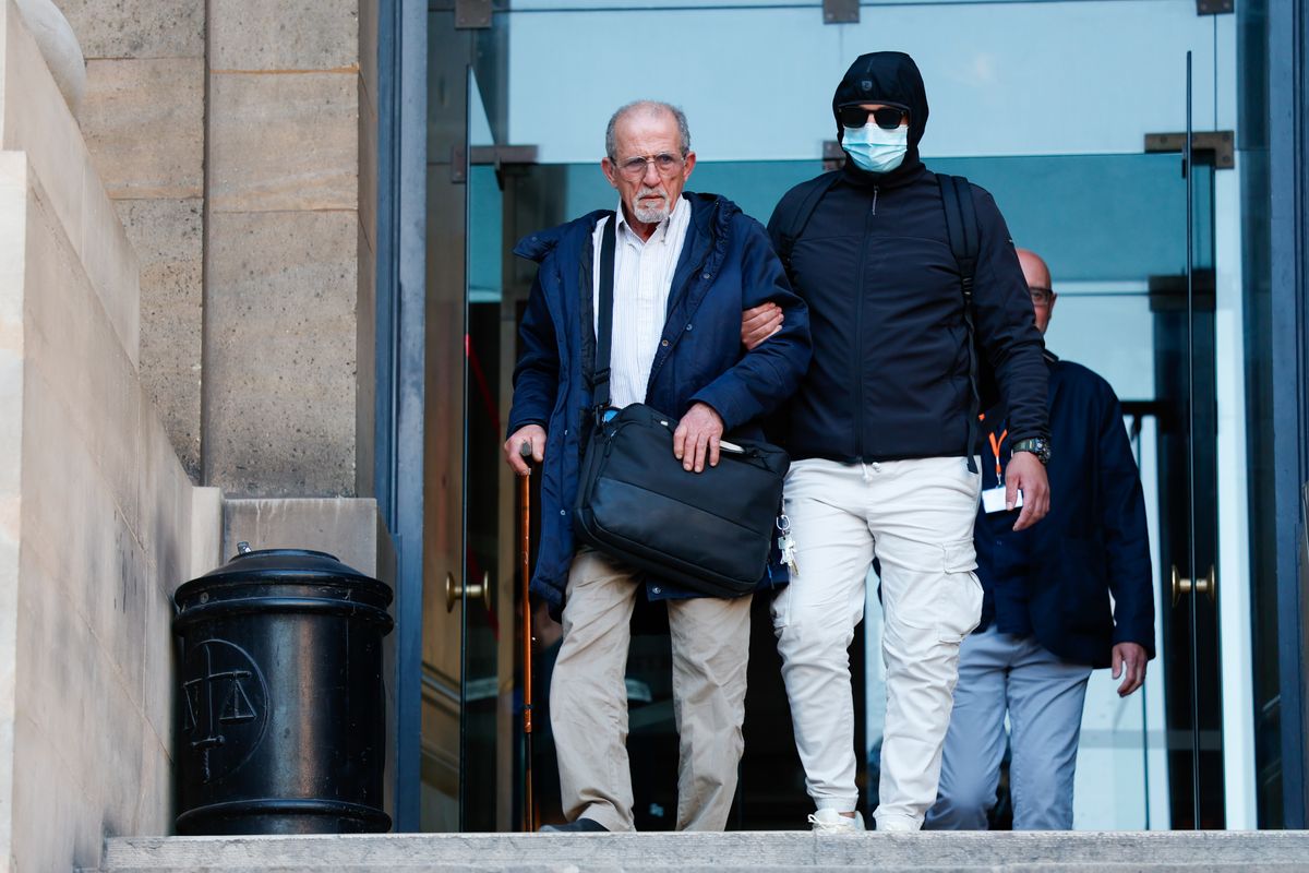 Defendant Aomar AÃ¯t Khedache is seen outside the Palais De Justice on April 28, 2025 in Paris, France. 