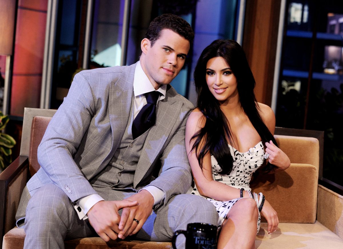 BURBANK, CA - OCTOBER 04:  NBA player Kris Humphries (L) and his wife reality TV personality Kim Kardashian appear on the Tonight Show With Jay Leno at NBC Studios on October 4, 2011 in Burbank, California.  (Photo by Kevin Winter/NBCUniversal/Getty Images) 
