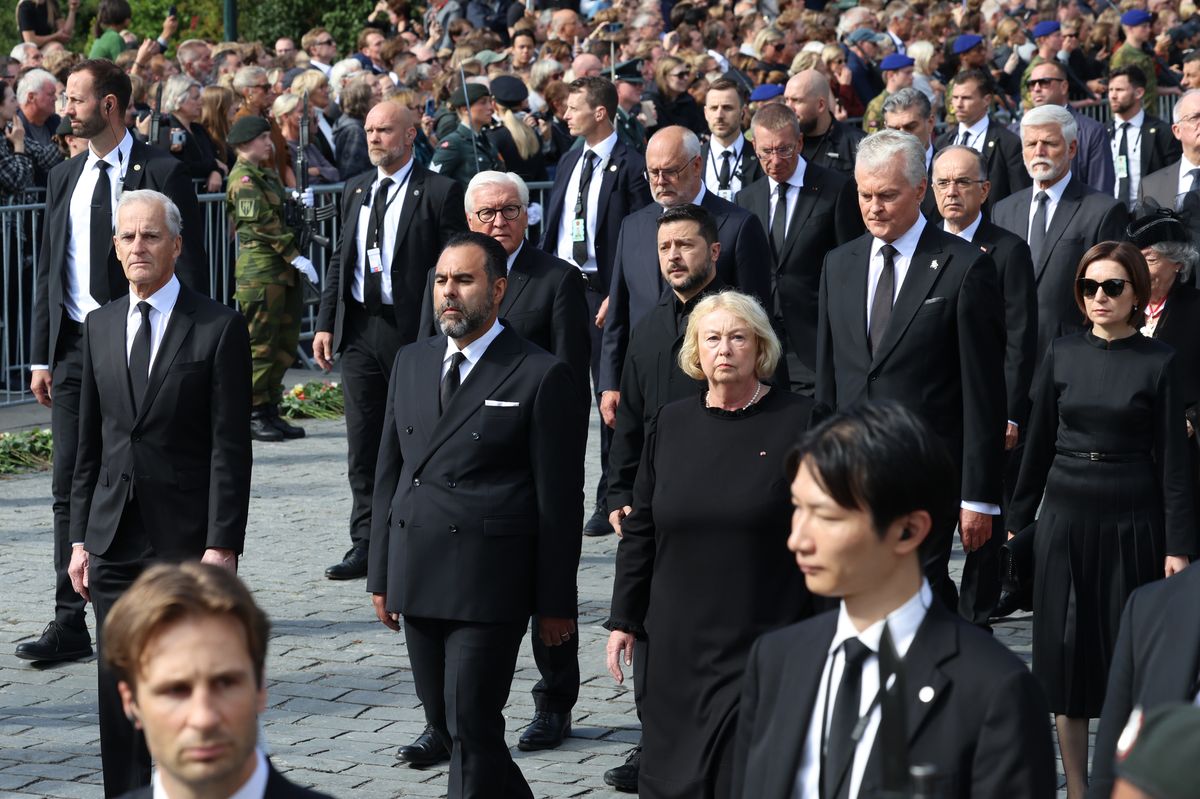 President of Ukraine Volodymyr Zelenskyy and Lithuanian President Gitanas Nauseda during the funeral of King Harald V of Norway on September 09, 2026 in Oslo, Norway.