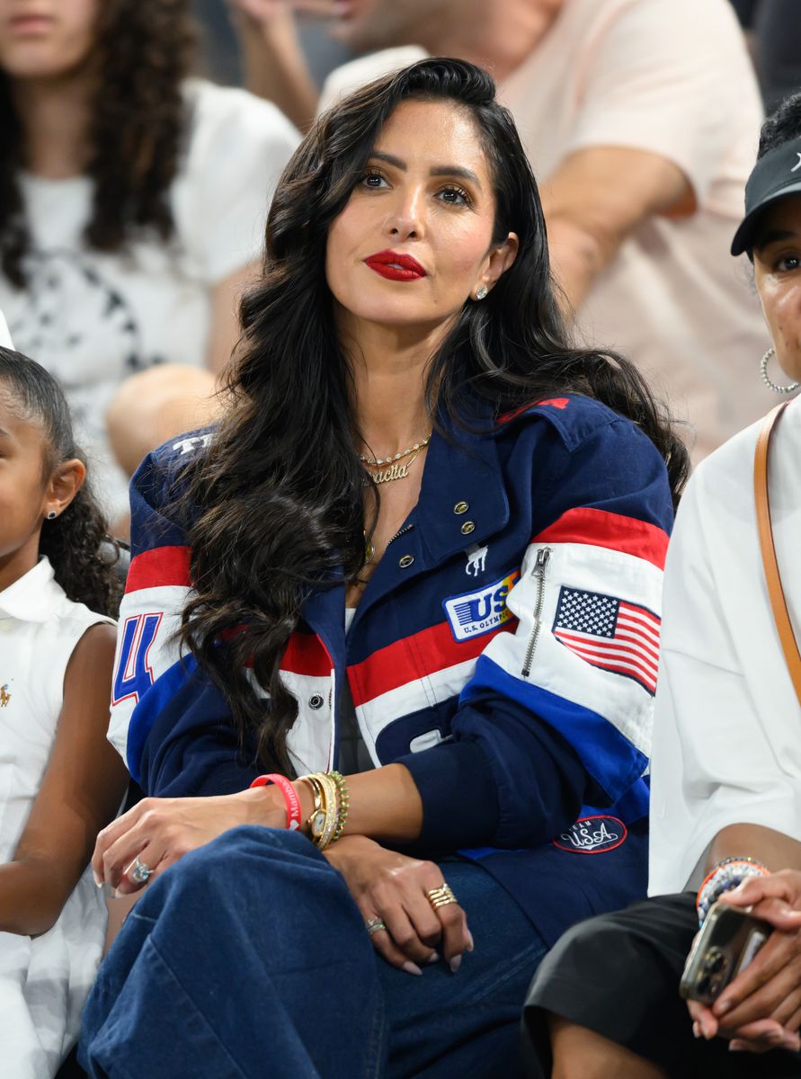 Vanessa Bryant attends the women's basketball semi-final match between Team USA and Team Australia on day fourteen of the Olympic Games Paris 2024 at Bercy Arena on August 09, 2024 in Paris, France. (Photo by Karwai Tang/Getty Images)