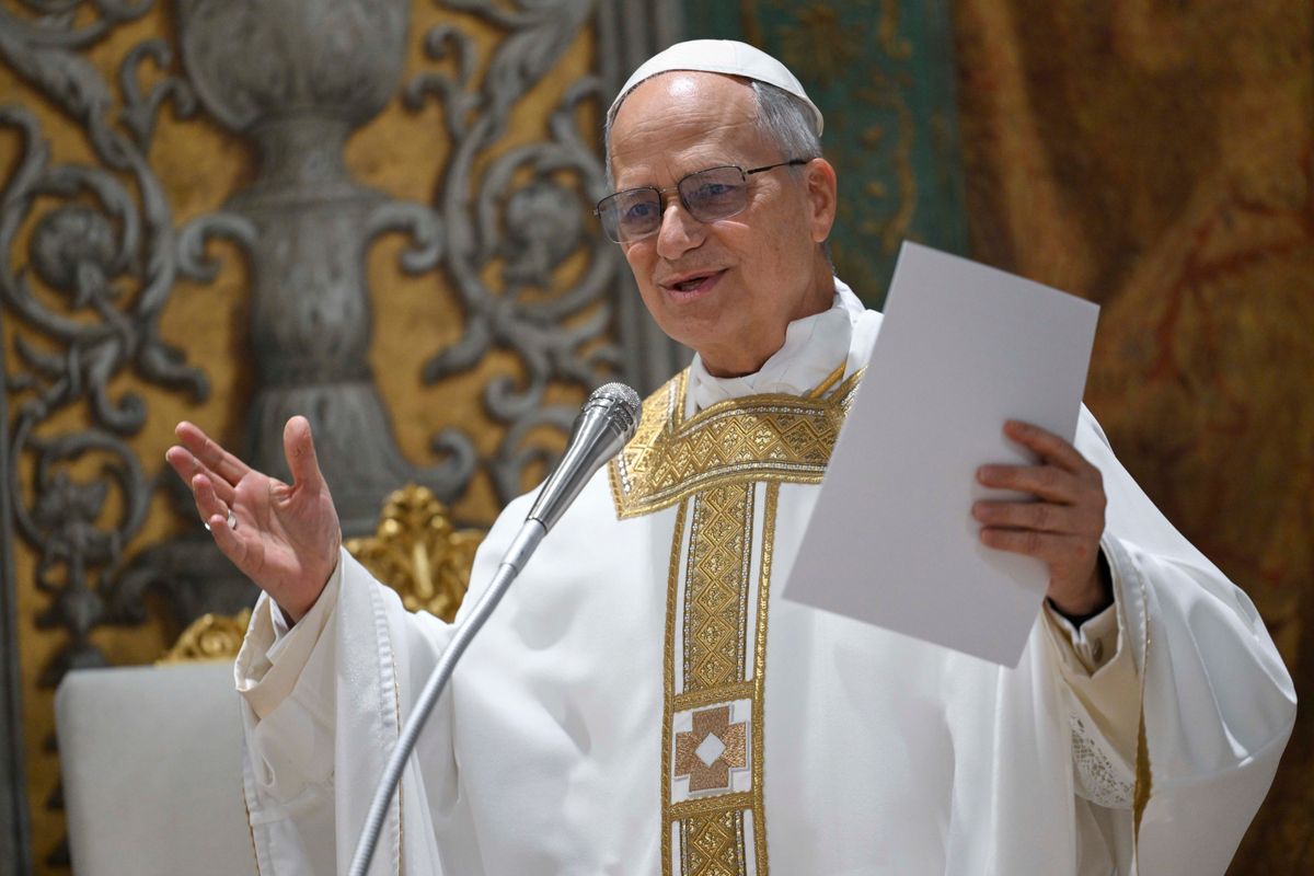  Pope Leo XIV leads the Pro Ecclesia Mass in the Sistine Chapel, on May 09, 2025, in Vatican City, Vatican