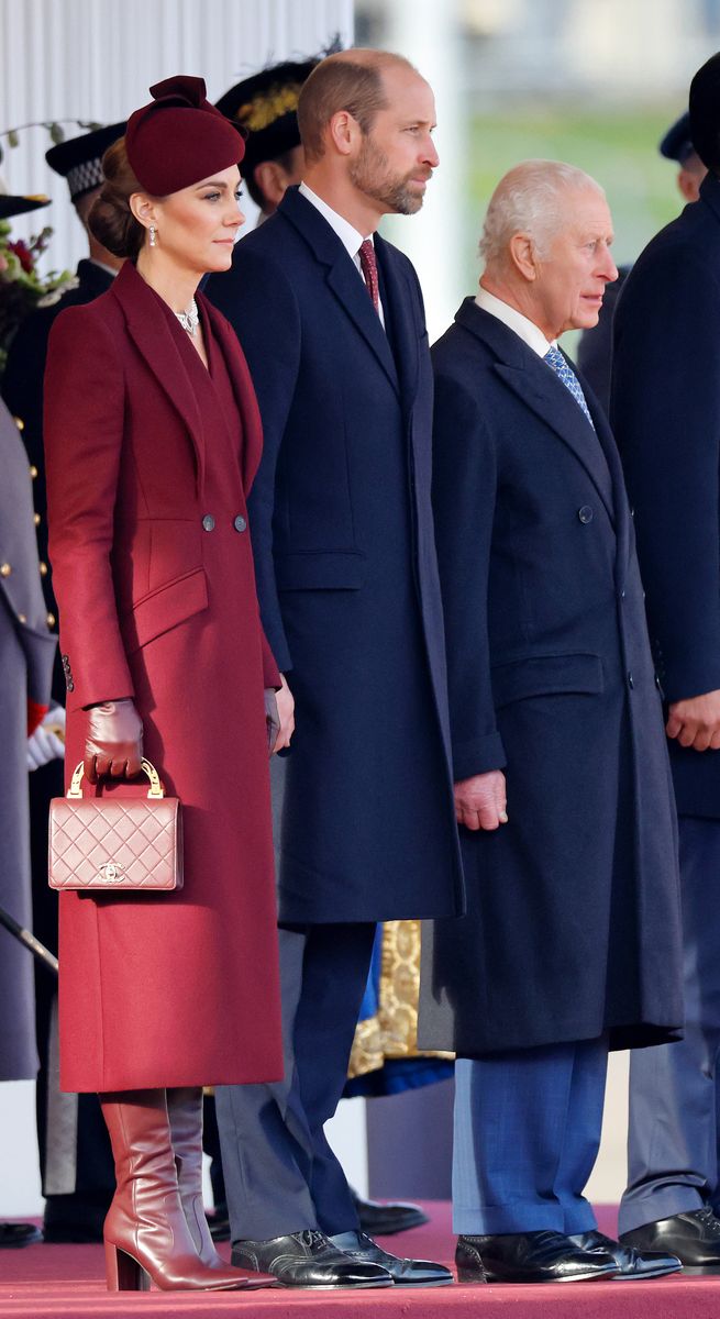 Catherine, Princess of Wales, Prince William, Prince of Wales and King Charles III attend the Ceremonial Welcome