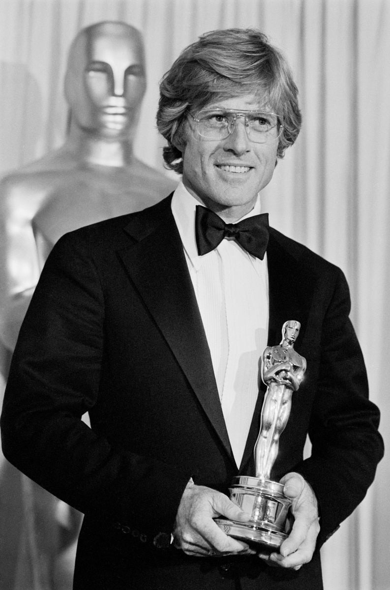 Robert Redford admires his Oscar after he won it for Best Achievement in Directing in the movie, 'Ordinary People.'