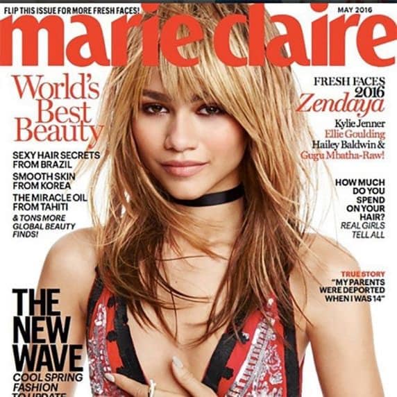 Zendaya on the cover of Marie Claire's fresh faces issue.
<br>
Photo: Instagram/marieclairemag