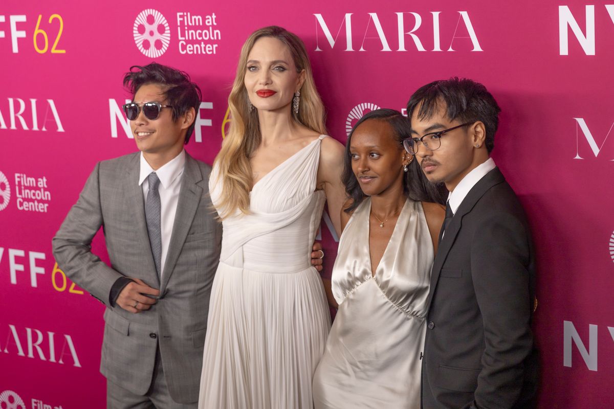 Pax Thien Jolie, Angelina Jolie, Zahara Marley Jolie, and Maddox Chivan Jolie attend the "Maria" Premiere 