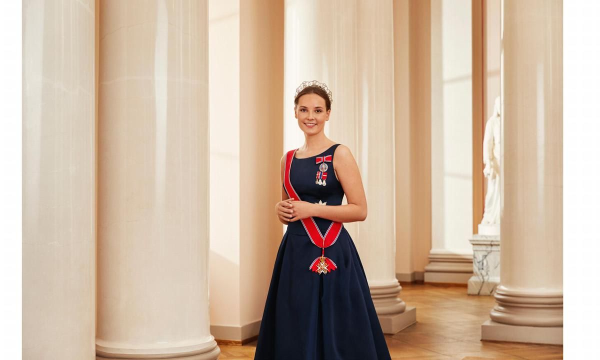 The Princess' portraits were taken in the Upper Vestibule at the Royal Palace.