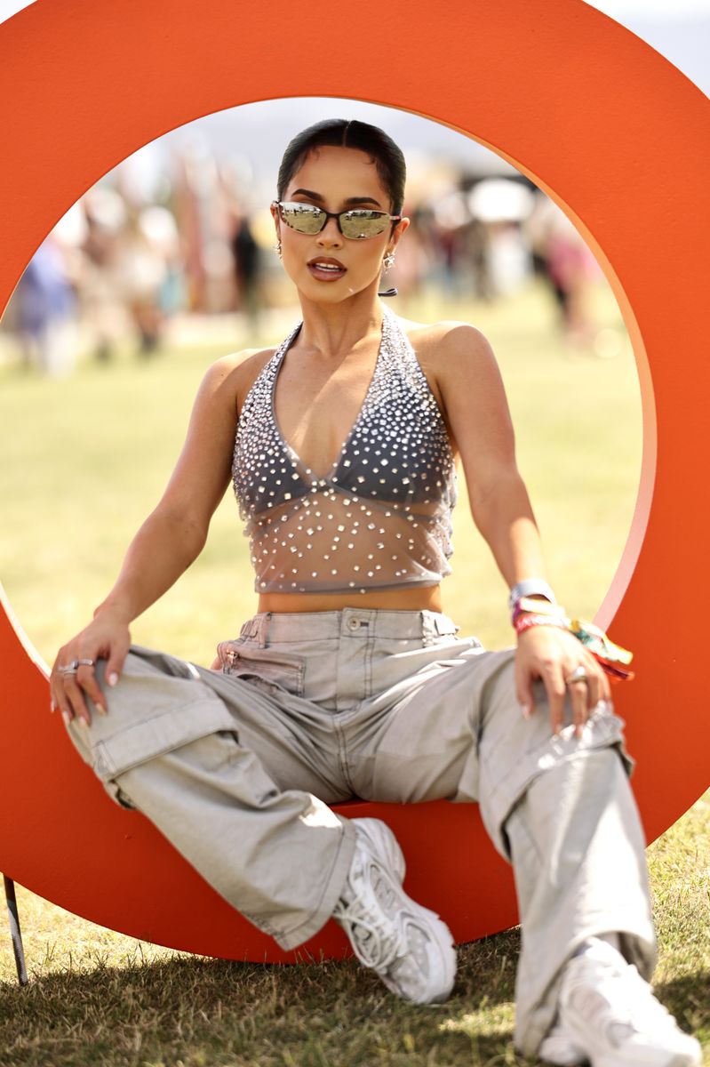 Becky G attends Revolve Festival 2025 at Cavallo Ranch on April 12, 2025 in Thermal, California.  (Photo by Greg Doherty/Getty Images for Revolve)