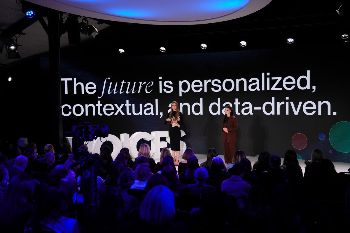 Sophia Kianni and Phoebe Gates speak onstage during Session 3: TECHNOLOGY AND INNOVATION "Keynote: Trends and Shopping Habits in the Age of AI" 