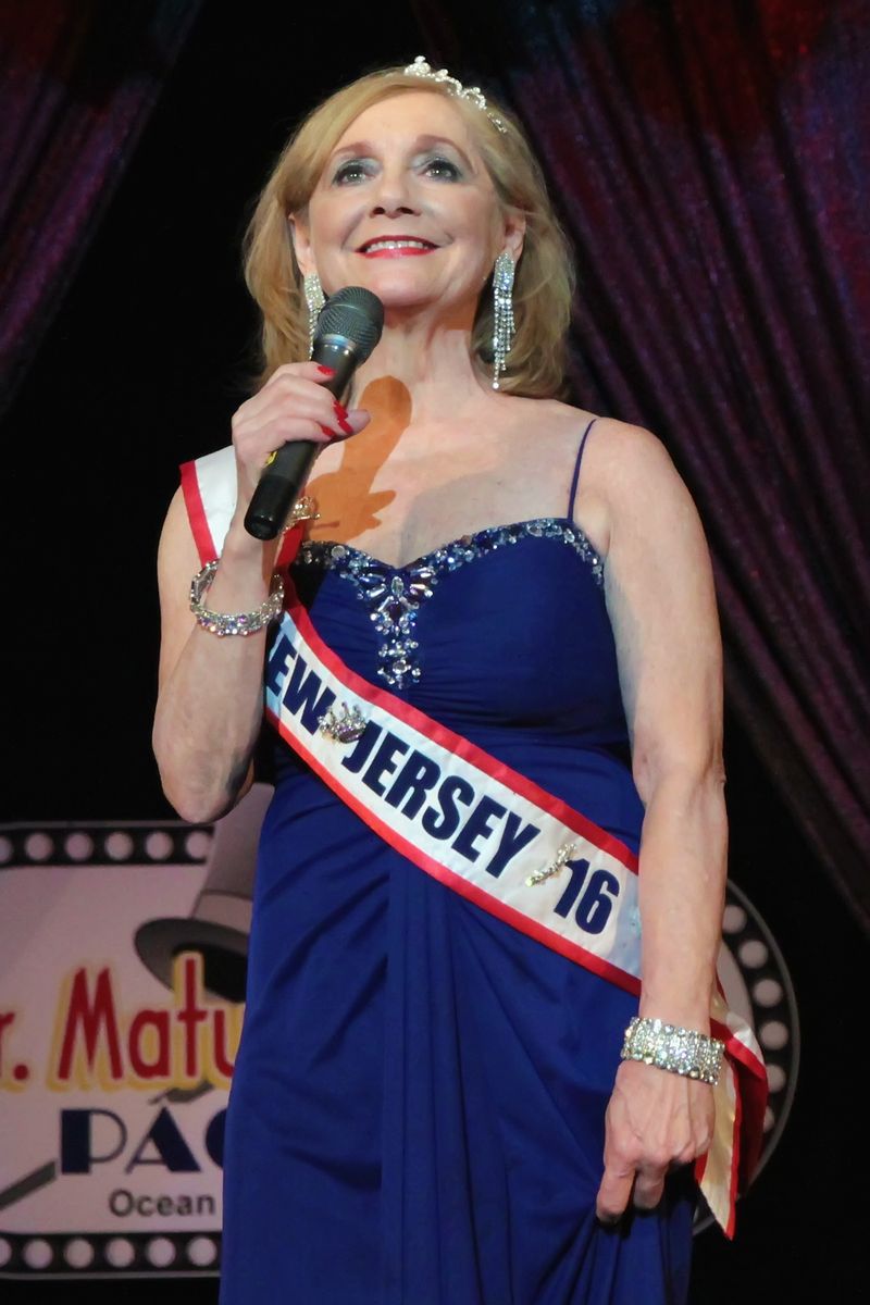 Ms NJ Senior America Diane DeLuca sings the National Anthem at The Mr. Mature America Pageant 