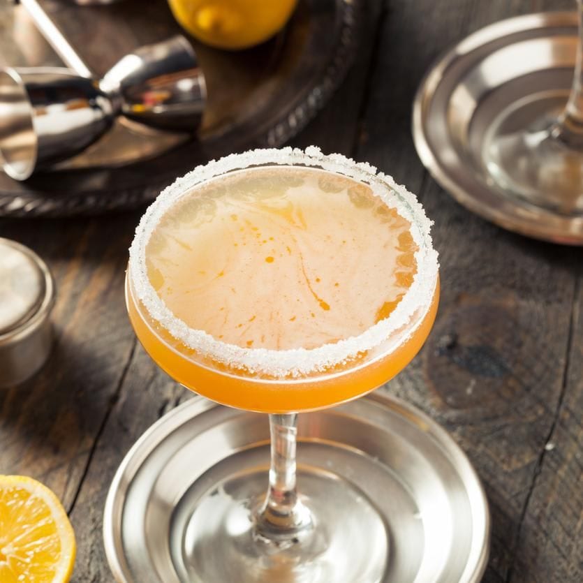 Refreshing Boozy Sidecar Cocktail with a Sugar Rim