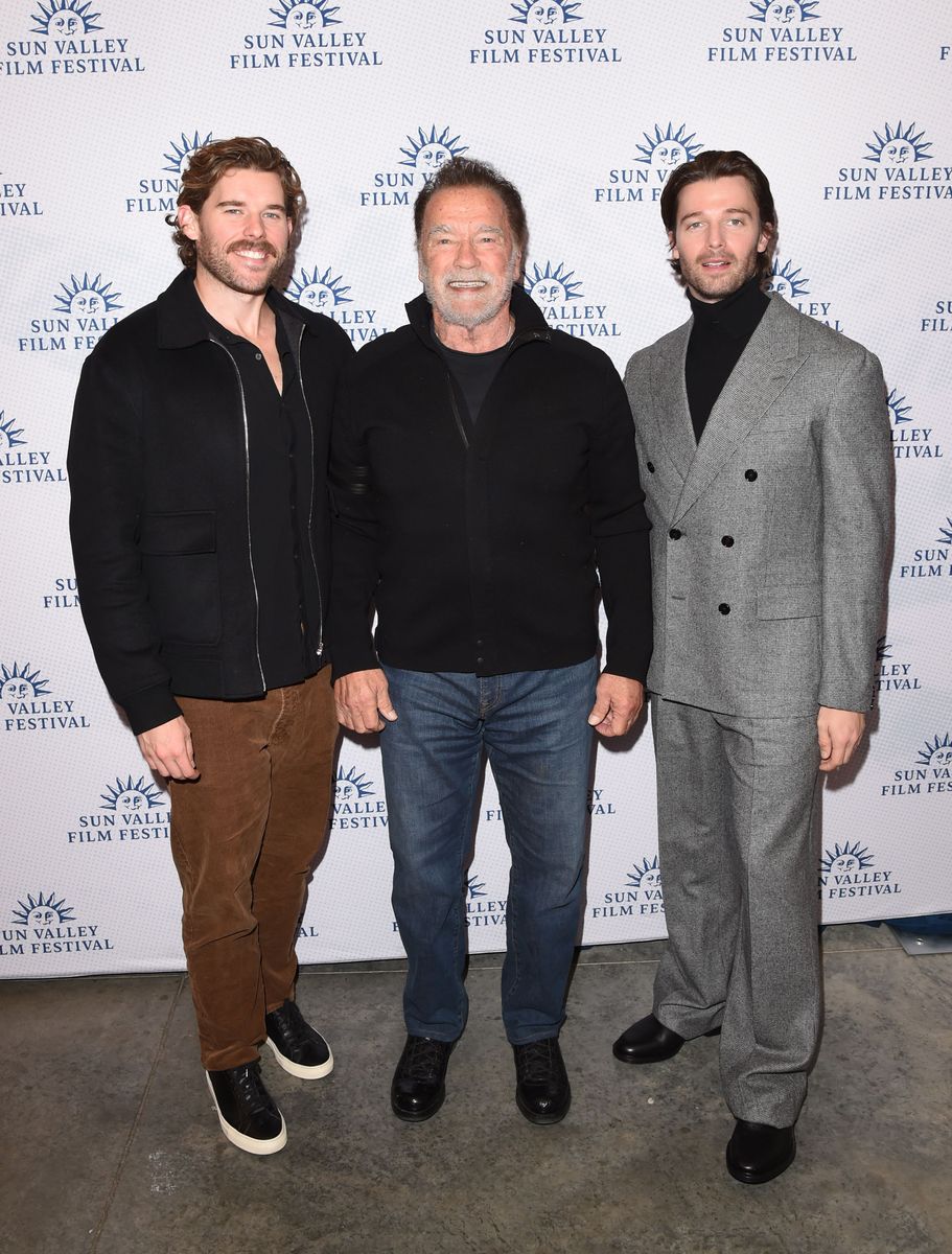 Arnold and his sons at the Sun Valley Film Festival