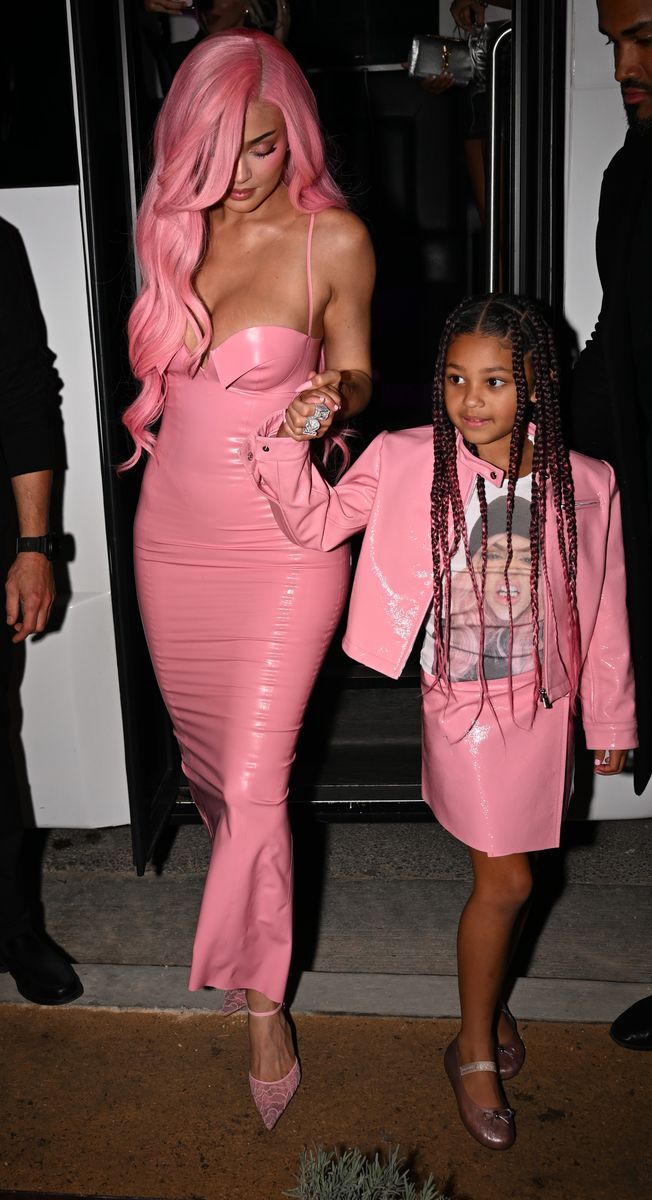 LOS ANGELES, CA - OCTOBER 17: Kylie Jenner with daughter Stormi is seen arriving to Kylie Cosmetics pop-up event on October 17, 2025 in Los Angeles, California. (Photo by DUTCH/Bauer-Griffin/GC Images)