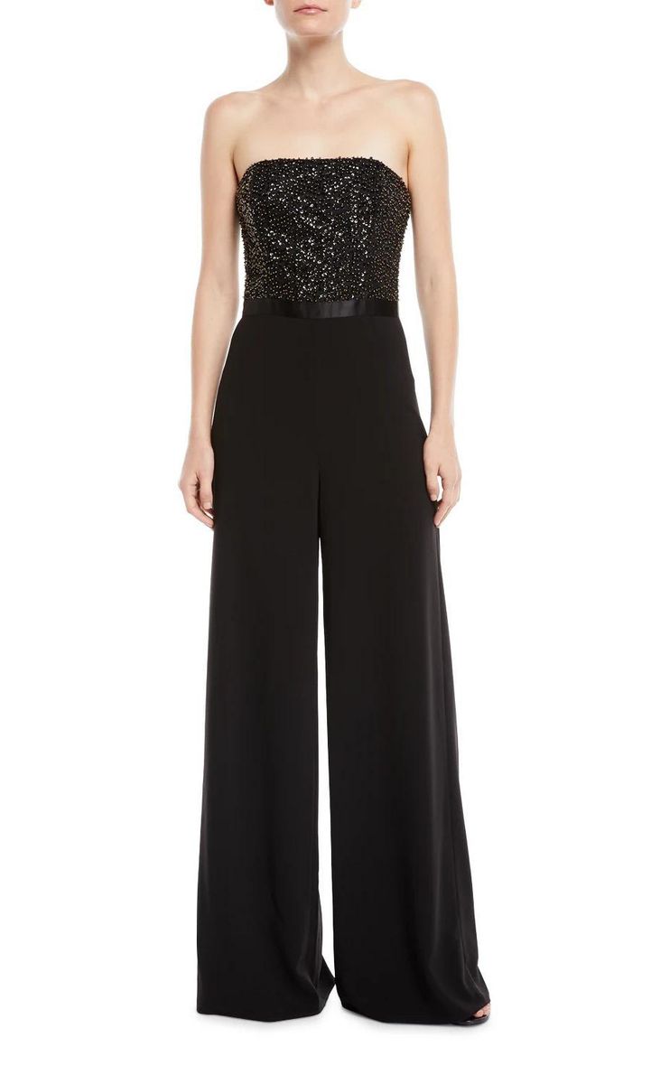Strapless Flowy Embellished Jumpsuit by Halston Heritage