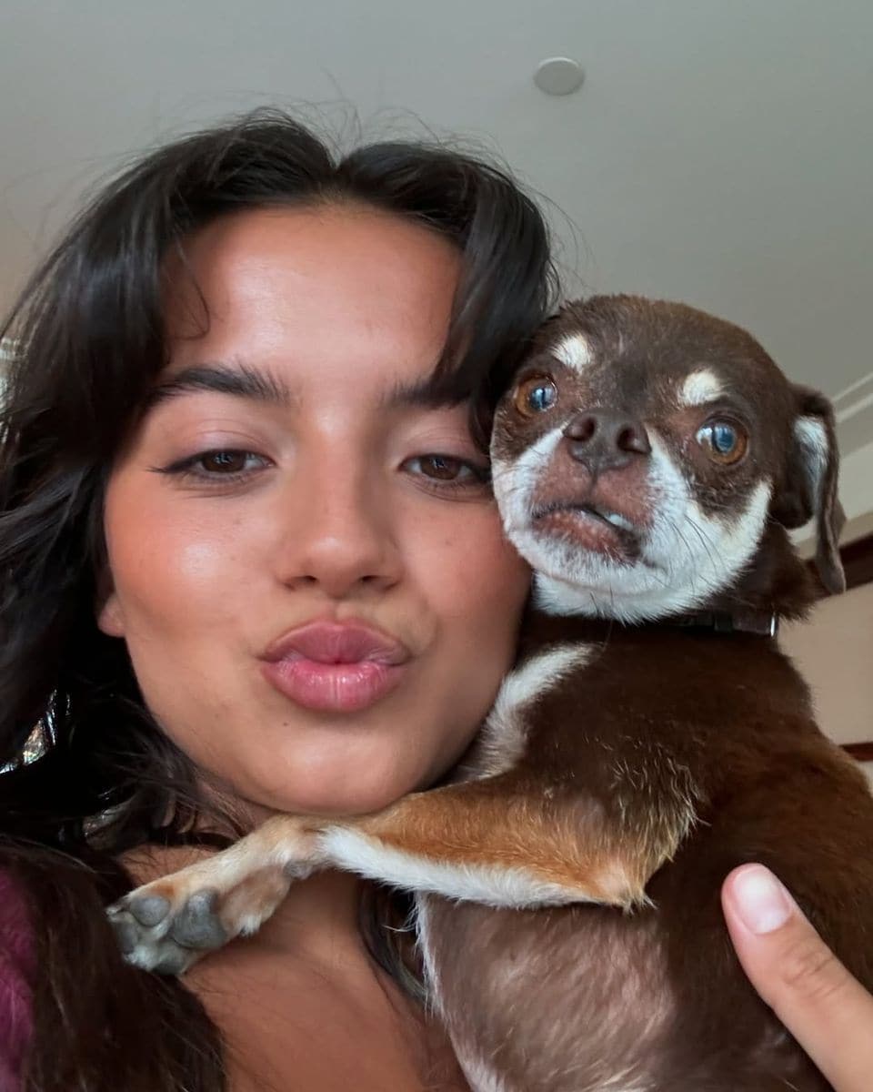 Isabela Merced and her dog Bonbon