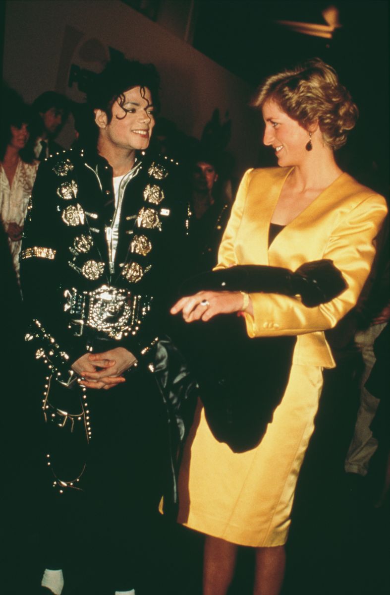 Diana, Princess of Wales  meets singer Michael Jackson backstage at Wembley Stadium in London