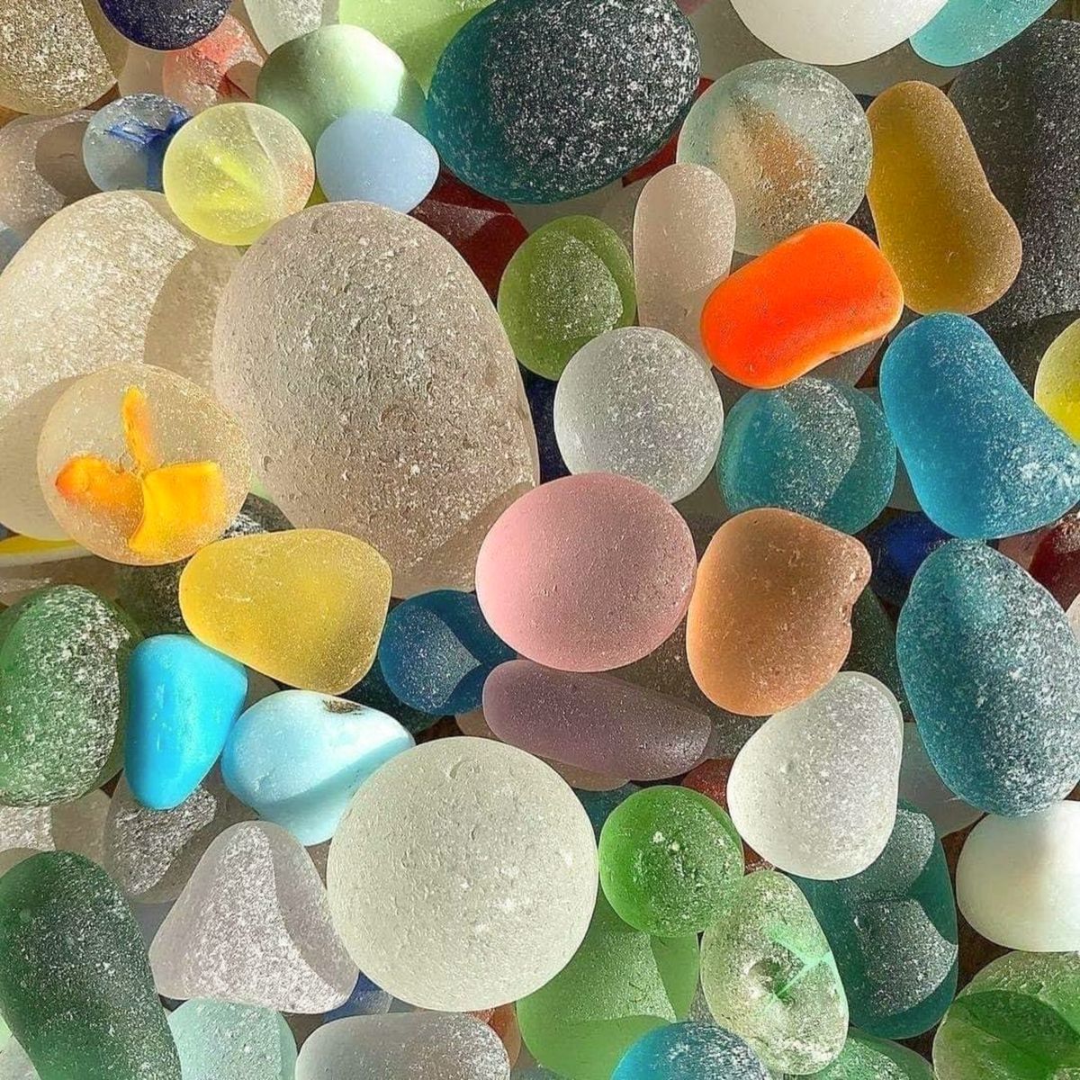 Smooth sea glass comes in different colors