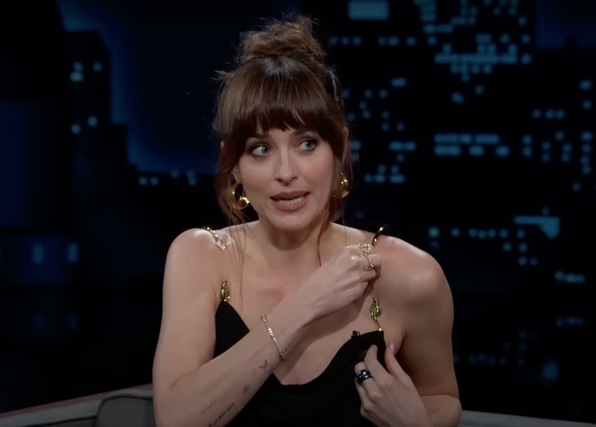 Dakota Johnson narrowly avoids wardrobe malfunction on National TV