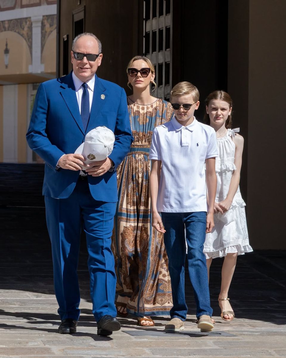 Princess Charlene coordinated beautifully with daughter Princess Gabriella, with the royal pair opting for chic summer looks in Monaco.