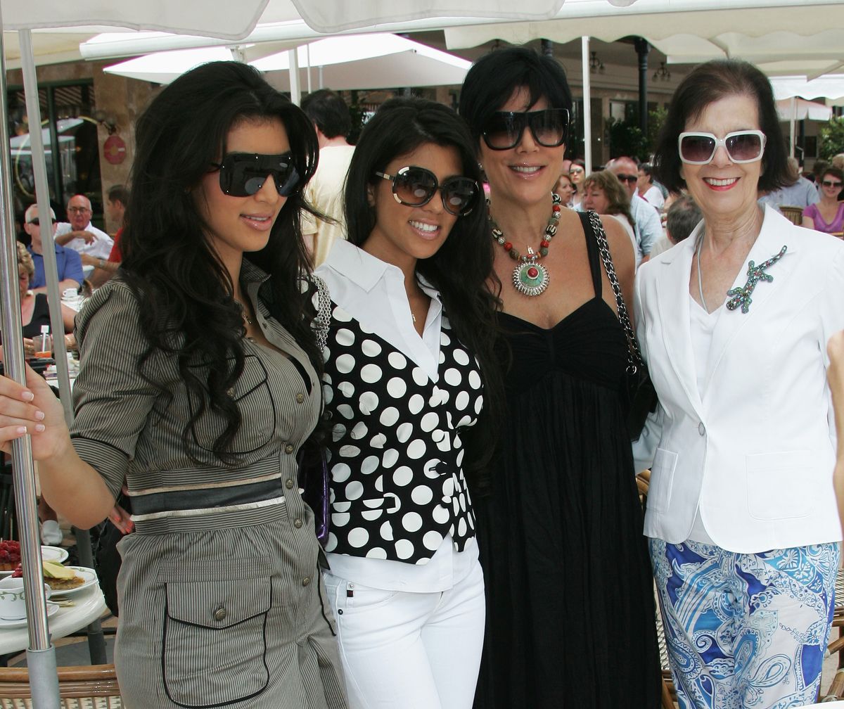 Kim Kardashian and her sister Kourtney with their mother, Kris, and grandmother, Mary Jo Campbell, during a shopping trip in Monaco, June 12, 2008