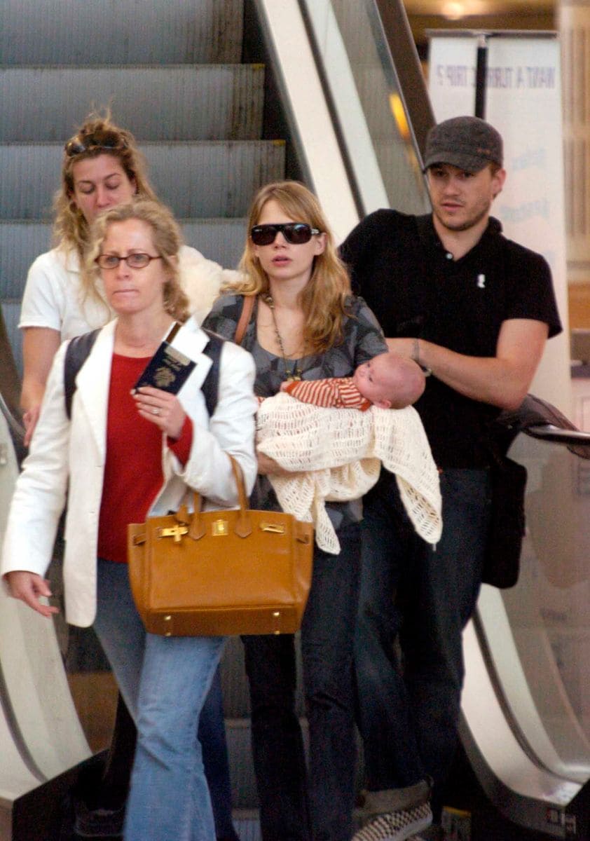 Heath, Michelle Williams, and Matilda leave Sydney International Airport for their New York home on January 14, 2006 