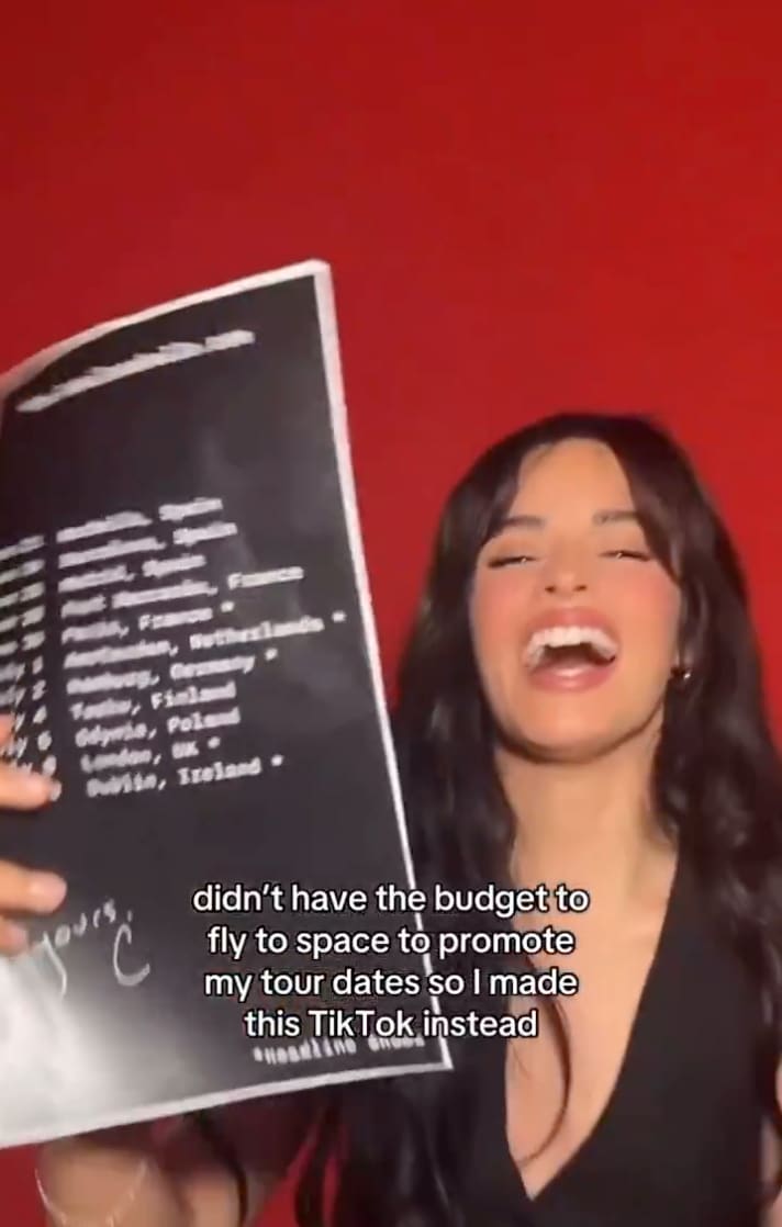 Camila Cabello says she "didn't have the budget to fly to space" to promote her tour