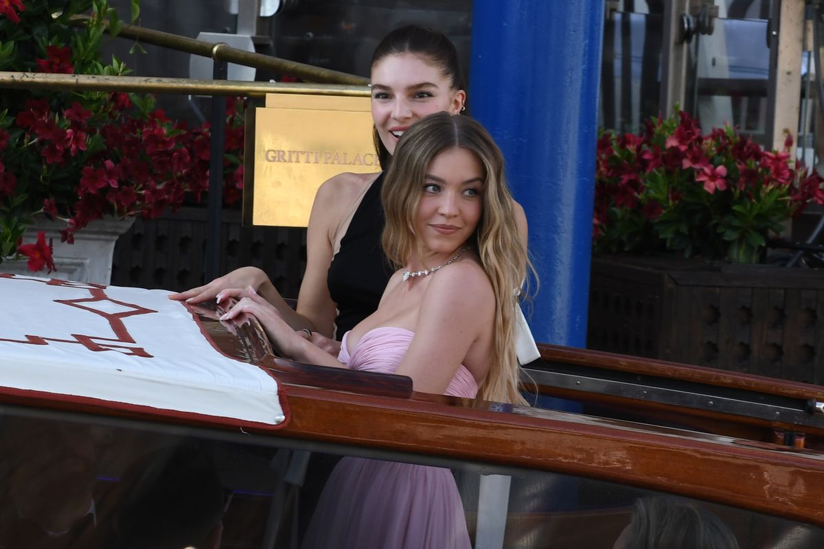 Sydney Sweeney sighting ahead of the Jeff Bezos and Lauren Sanchez wedding on the island of San Giorgio Maggiore on June 27, 2025 in Venice, Italy