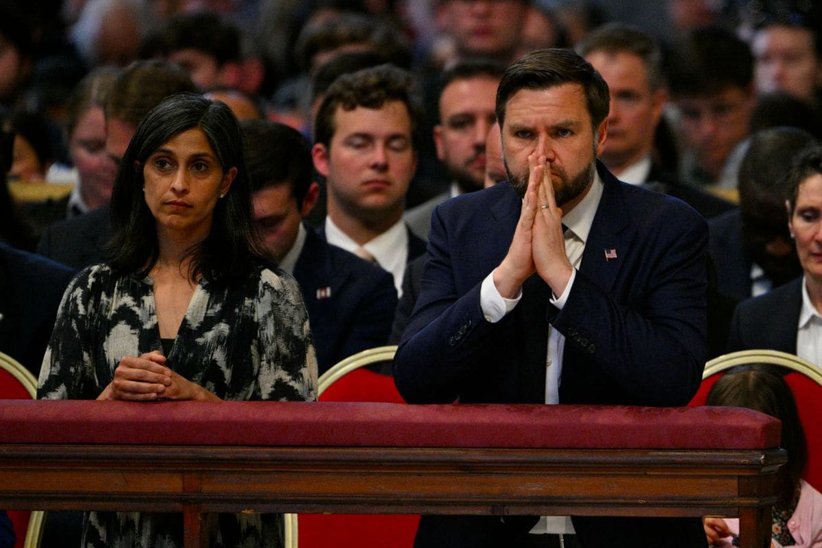 U.S. Vice President JD Vance and his wife Usha Vance attend the celebration of the Passion of the Lord on Good Friday as part of the Holy Week    
