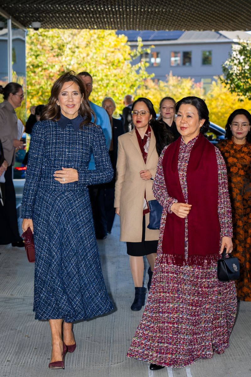 Queen Mary showcased four elegant looks in just three days during the Vietnamese state visit to Denmark, transitioning from royal gala glamour to sophisticated fall fashion.