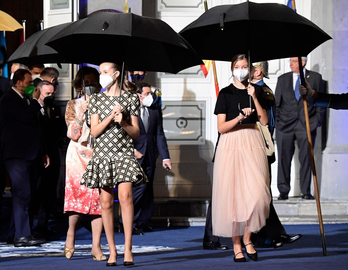 Crown Princess Leonor and Princess Sofia departing the Princesa de Asturias Awards 2021 ceremony