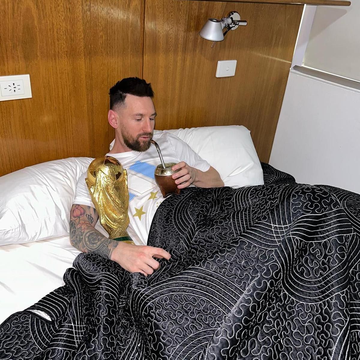 Lionel Messi tras su llegada como campeón a Argentina