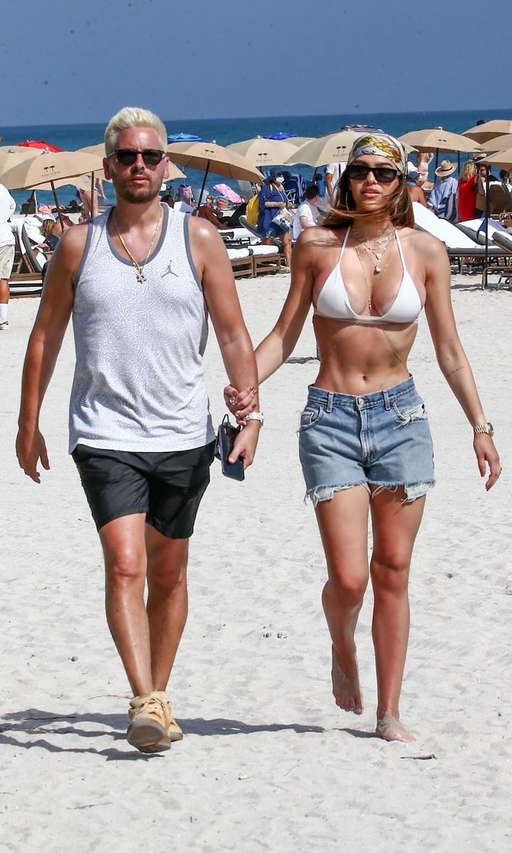 Scott Disick at the beach with Amelia Hamlin.
