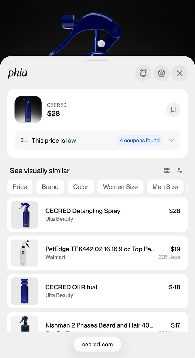 When you search for an item, Phia's artificial intelligence scans thousands of retailers and resale marketplaces to compare prices in real time