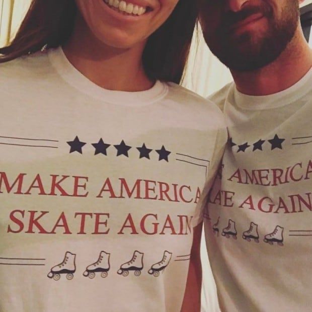 The 35-year-old also shared an adorable photo of the couple wearing matching T-shirts with the slogan: "Make America Skate Again." Along with the picture, Jessica wrote a funny caption that read: "Sign the petition now!"
Photo: Instagram/@jessicabiel
