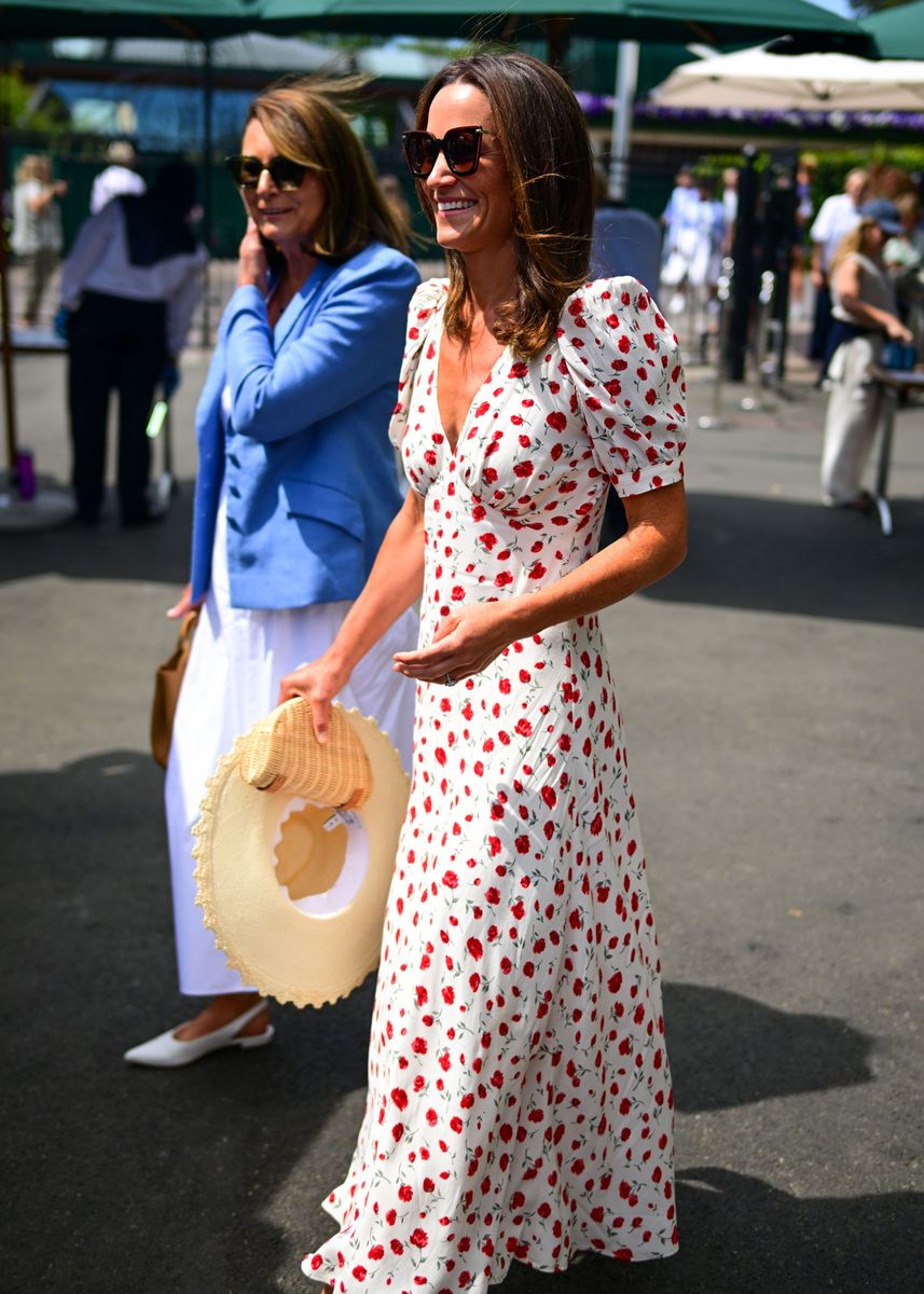 Pippa Middleton made a stylish return to Wimbledon in a floral maxi dress with timeless accessories.