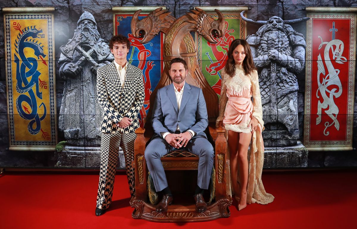 Mason Thames, Gerard Butler and Nico Parker for "How To Train Your Dragon" 