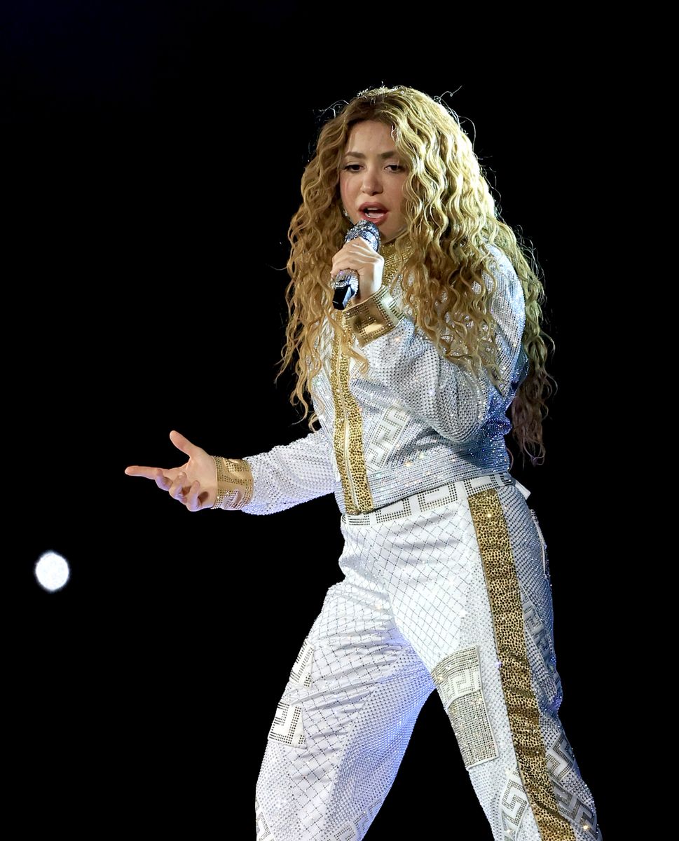 Shakira performs during a stop of her Las Mujeres Ya No Lloran world tour at Allegiant Stadium on June 28, 2025 in Las Vegas, Nevada. (Photo by Ethan Miller/Getty Images)