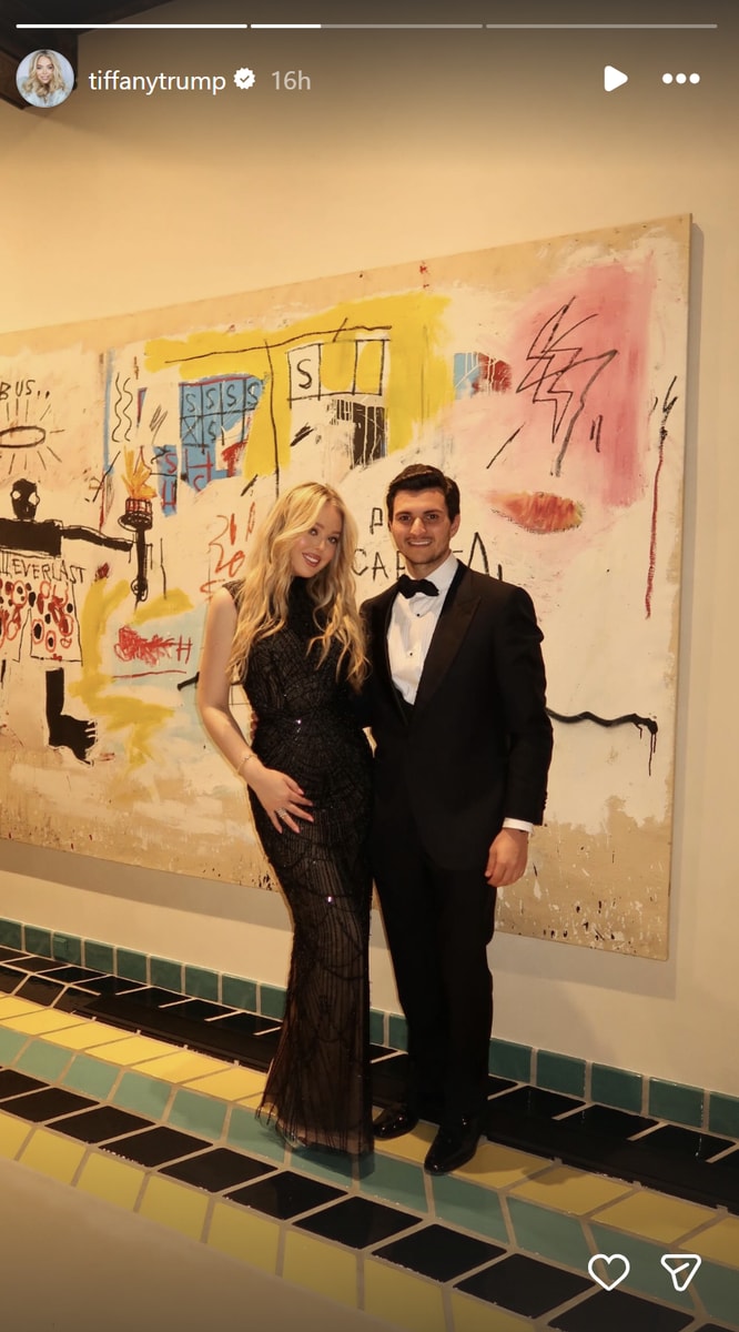 Trump was accompanied by her husband, as the two posed next to Basquiat's "Per Capita"