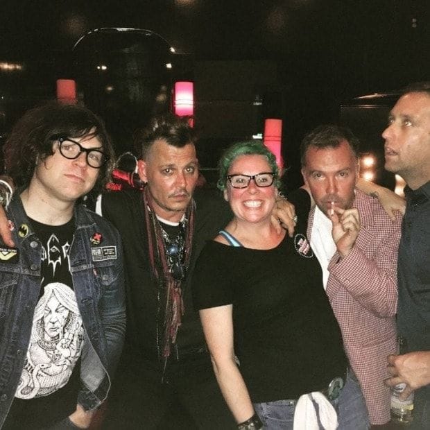 The actor appeared to be in good spirits, despite his ongoing divorce with Amber Heard.
<br>
Photo: Instagram.com/thecomedystore