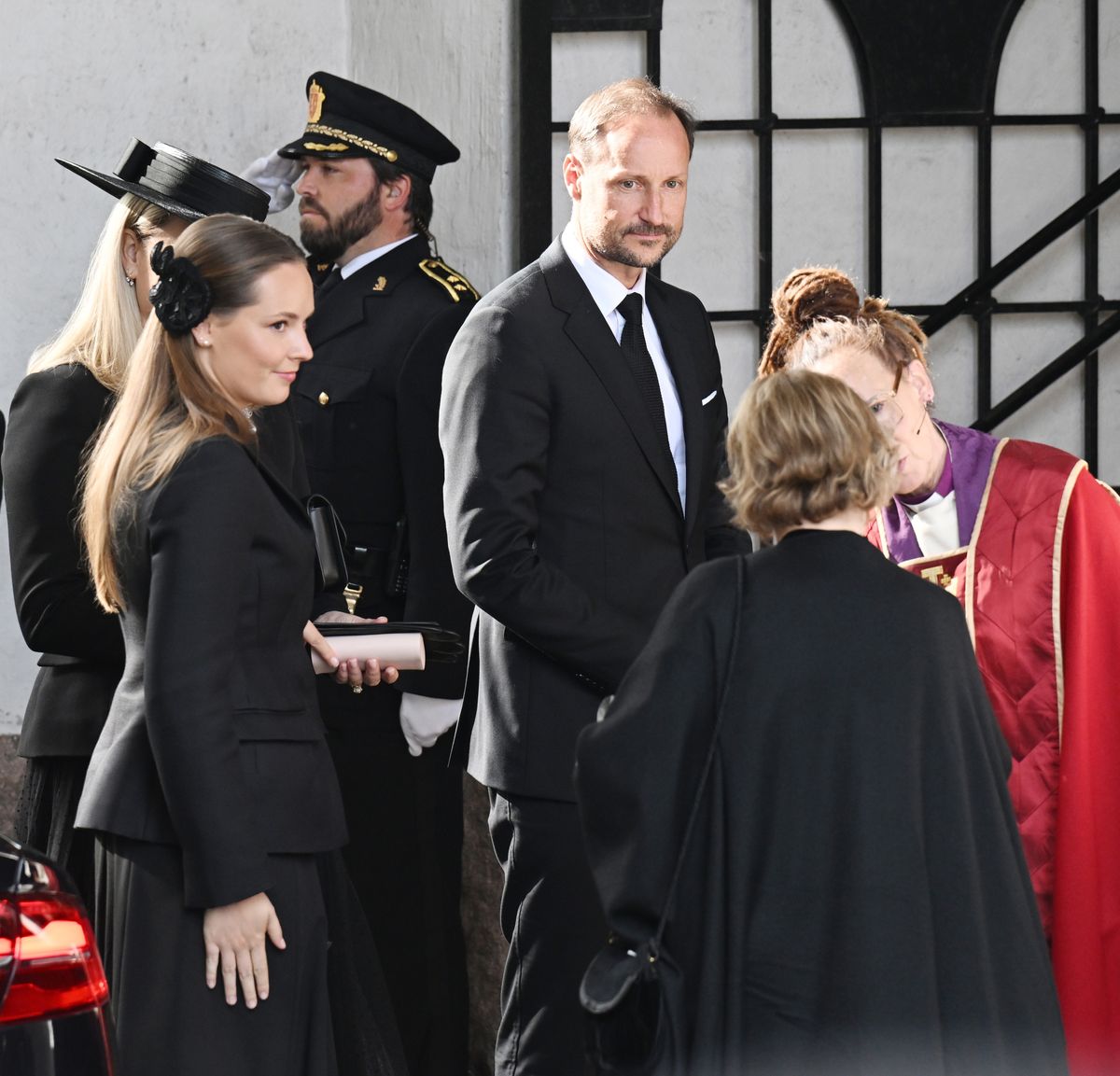 Queen Mette-Marit, Crown Princess Ingrid Alexandra and Queen Sonja joined King Haakon for the emotional family farewell.