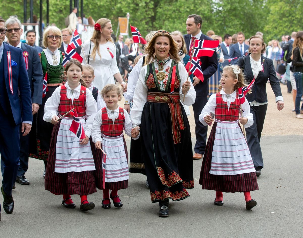 Princess Martha Louise of Norway, with her daughters:Maud Angelica Behn, Emma Tallulah Behn and Leah Isadora Behn attend celebrations for Norway National day in Southwark Park