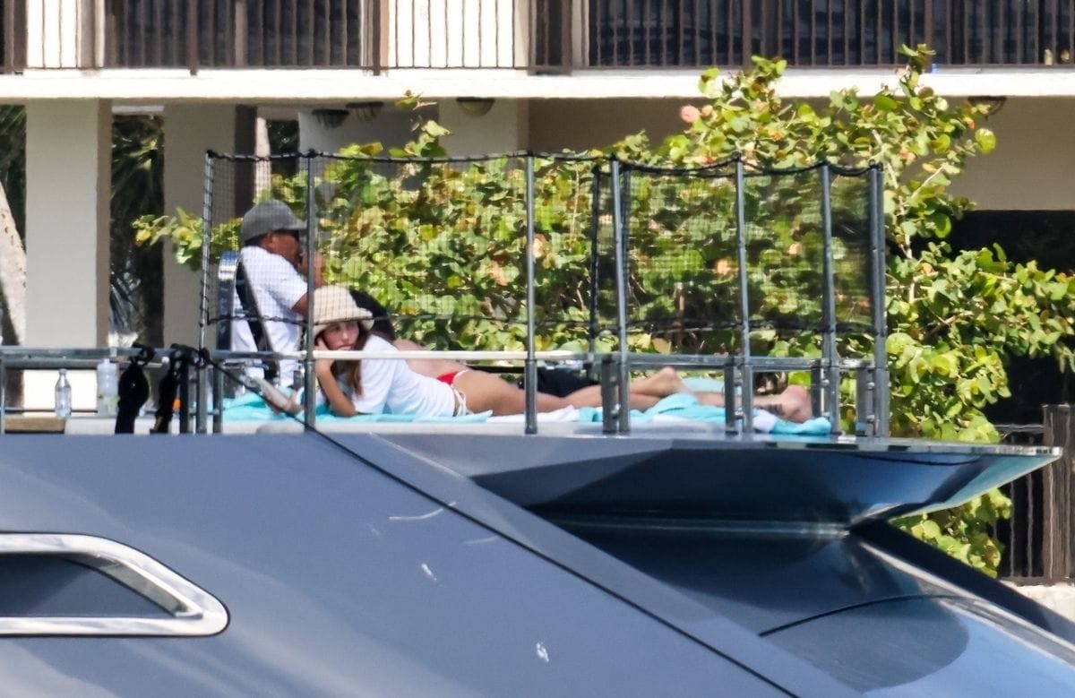 Hailey Bieber wearing a red bikini in Miami