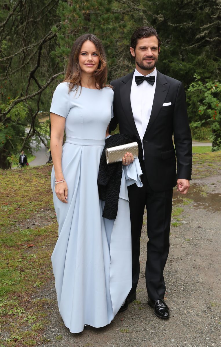 Carl Philip, Prince of Sweden, and his wife Sofia come to the wedding of Constantine of Bavaria and Deniz Kaya.