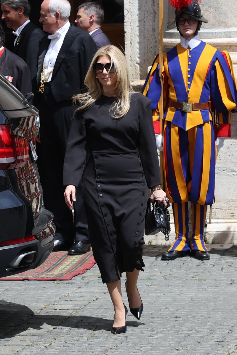 Vatican dress codes are famously strict, but Jeanette Dousdebes Rubio found a way to keep things elegant, modern, and quietly fashion forward during a recent visit to the Apostolic Palace