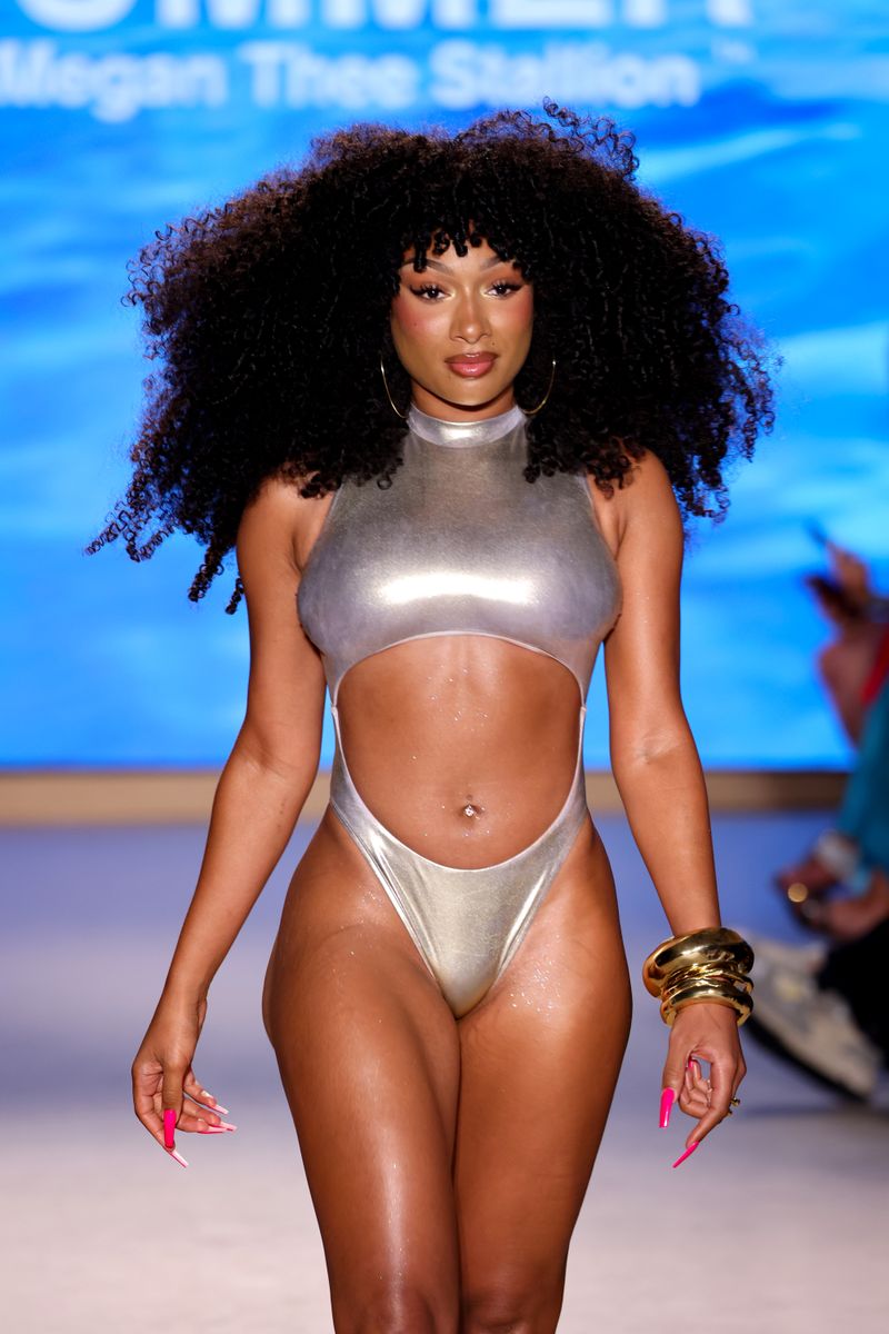 Megan Thee Stallion walks the runway for Hot Girl Summer Swimwear By Megan Thee Stallion during Paraiso Miami Swim Week 2025.