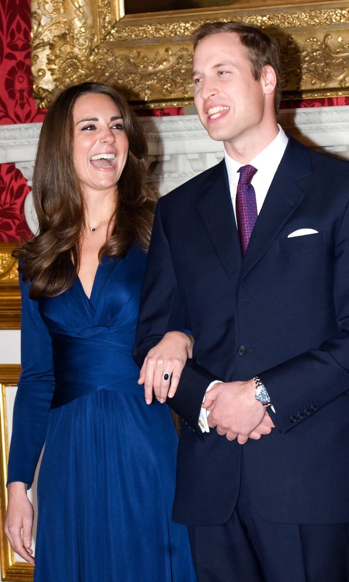 William had Kate laughing as they announced their engagement in 2010.