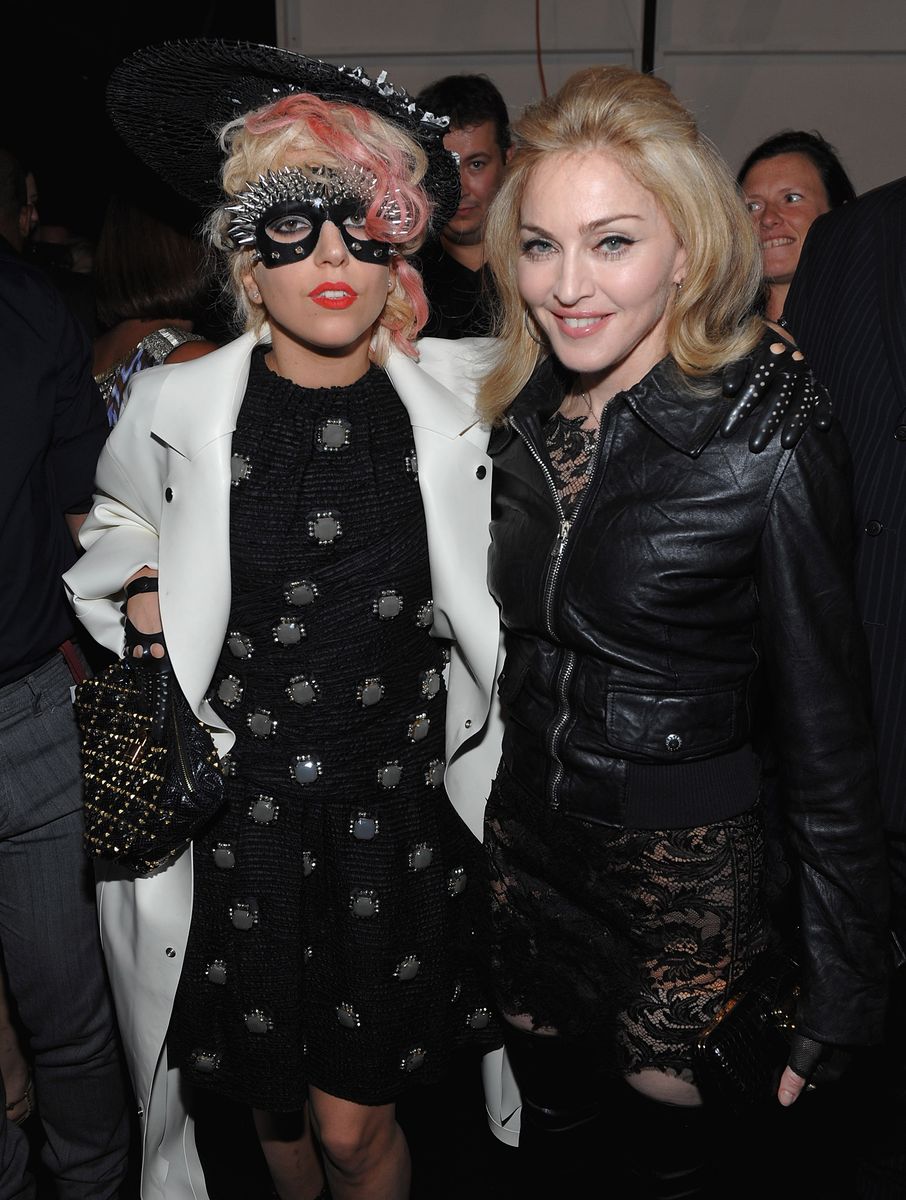 Lady Gaga and Madonna attend the Marc Jacobs 2010 Spring Fashion Show 