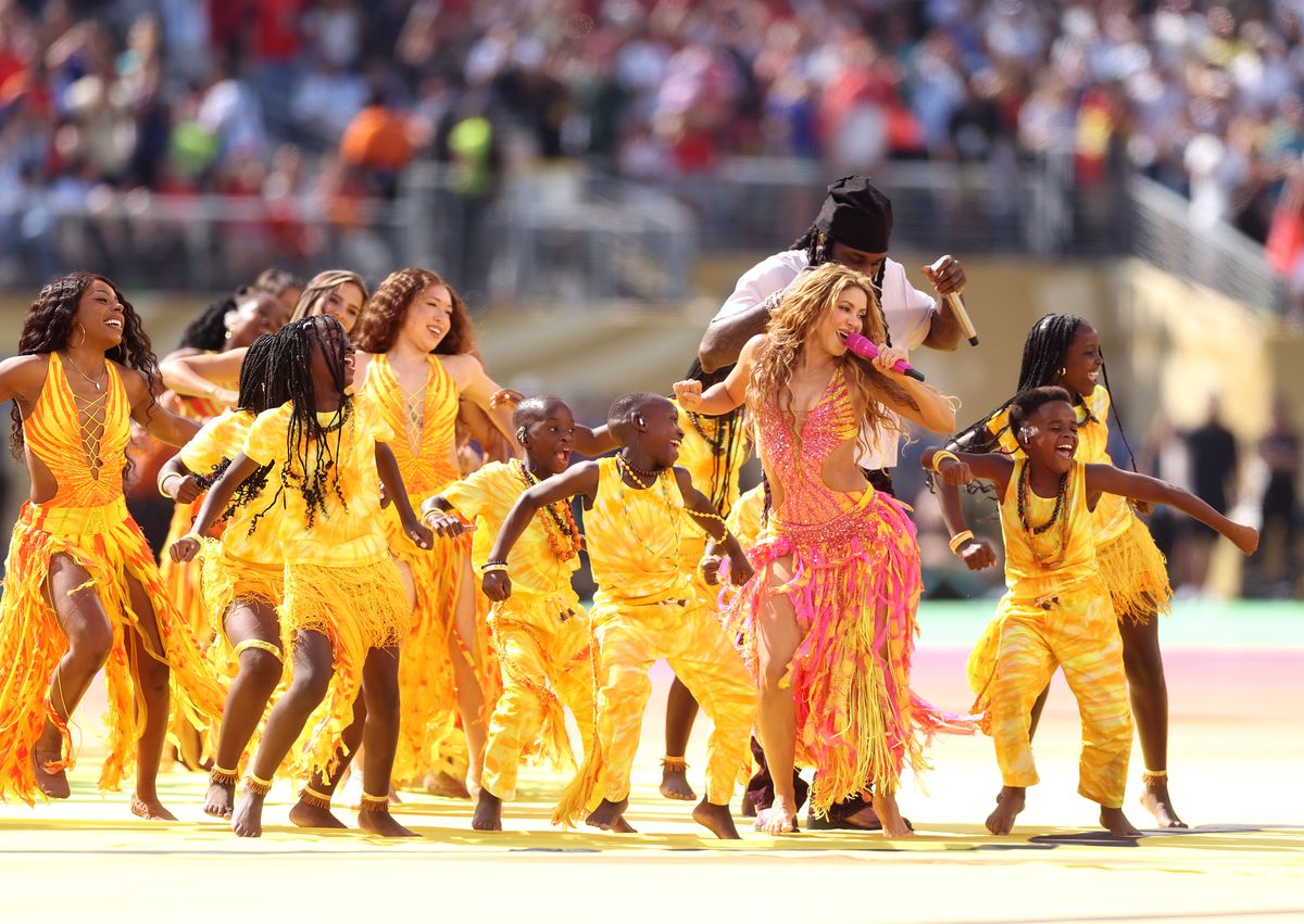 Shakira and the Ghetto Kids at halftime of the 2026 World Cup final.