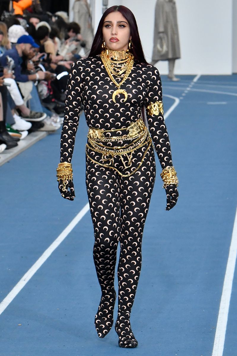 Lourdes Leon walks the runway during the Marine Serre Ready to Wear Spring/Summer 2023 fashion 
