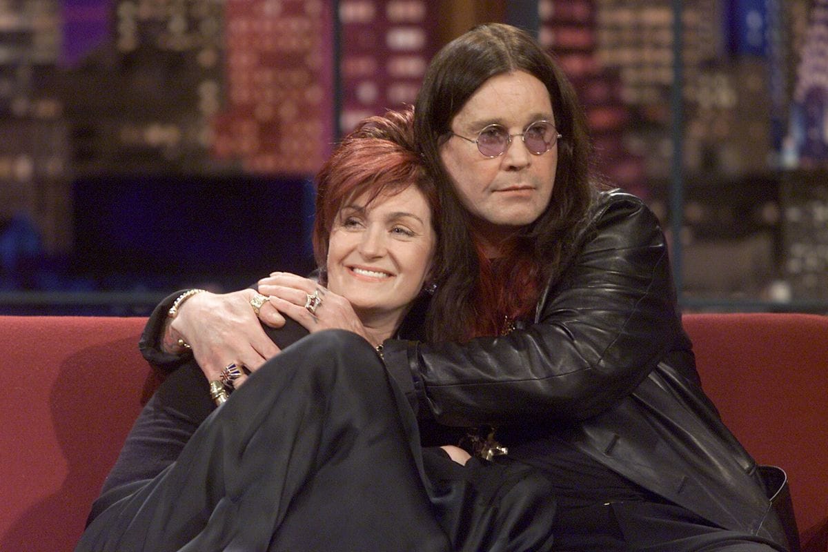 Sharon Osbourne and Singer Ozzy Osbourne during an interview with host Jay Leno 