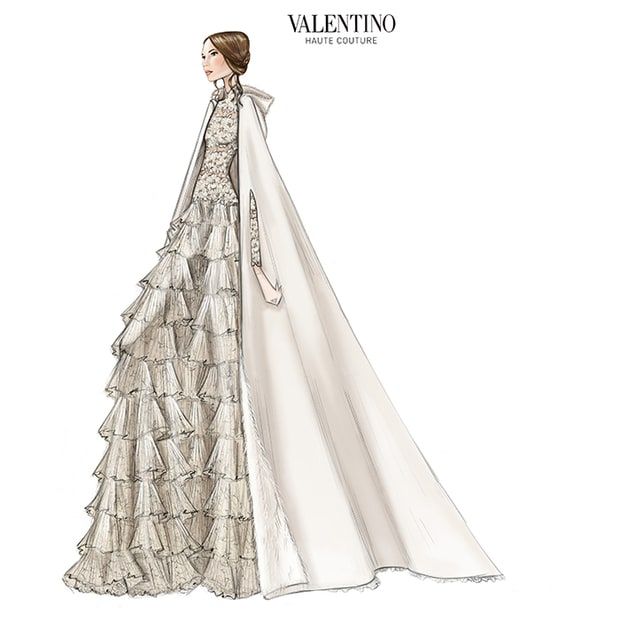 The Valentino design duo had also created a snow queen ensemble for Beatrice's sister-in-law Tatiana Santo Domingo as she married Princess Caroline of Monaco's son Andrea Casiraghi in Gstaad last year. The ivory gown, worn under a double cashmere, mink-lined cape, had a macrame lace bodice and ruffled tulle and point d'esprit pleated skirt, a nod to Tatiana's famed bohemian style.
Photo: Maison Valentino